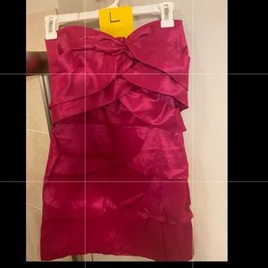 Pink strapless dress with layered material